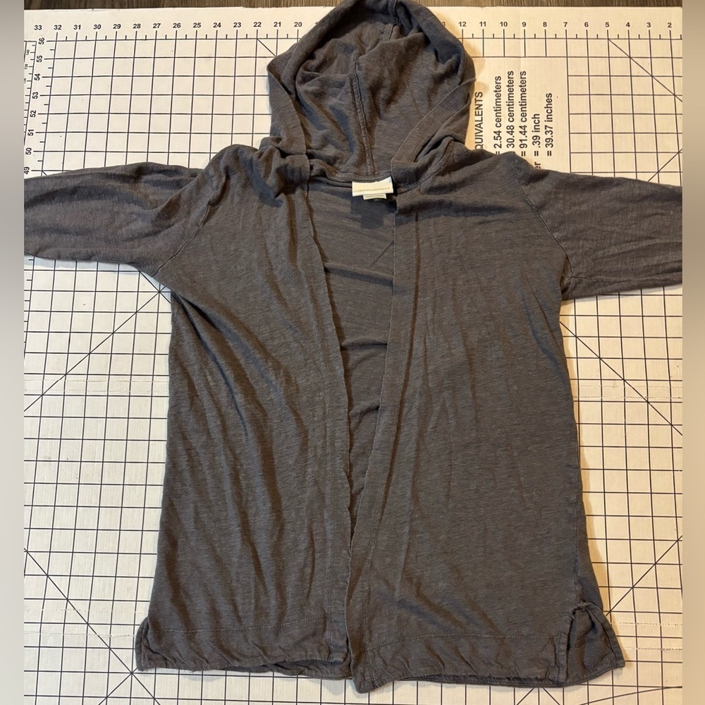 Cynthia Rowley Women’s Size Medium Grey Hooded Open Front Linen Cardigan